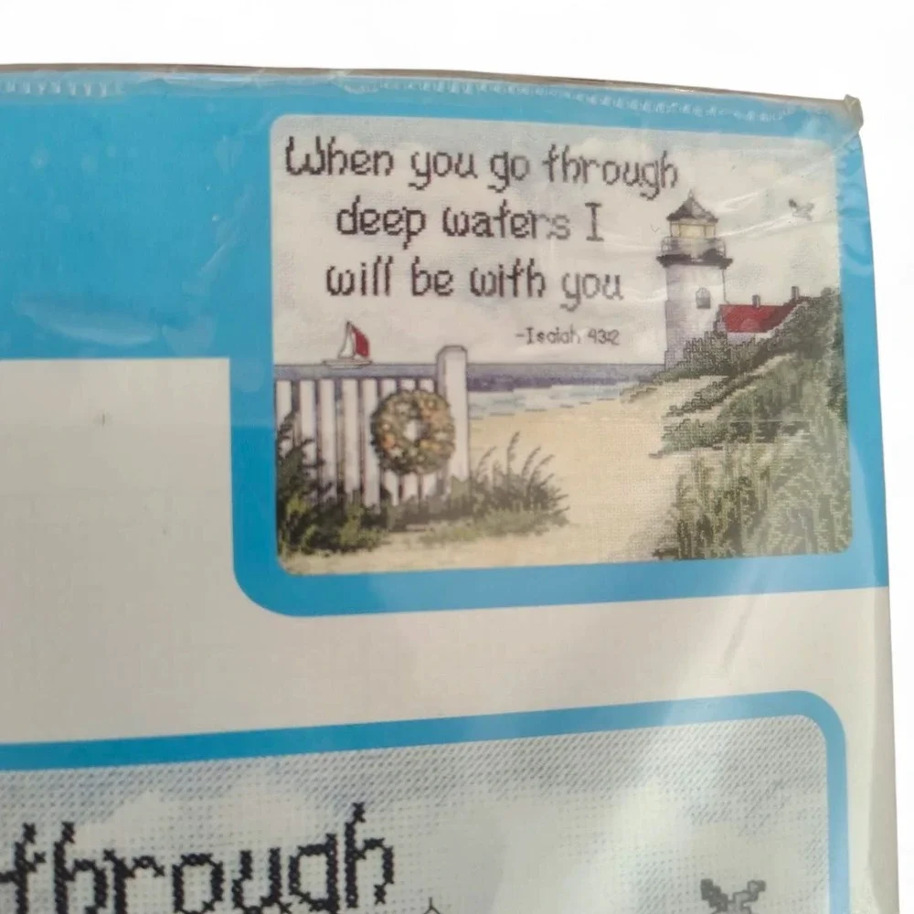 Janlynn Peaceful Shores Cross Stitch Kit 999-7203 Lighthouse Isaiah 43:2 9x12